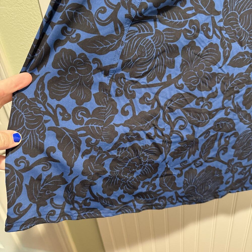 Lands End Blue Black Floral Swim Dress Square Neckline Underwire Plus Size 26 - Picture 2 of 6